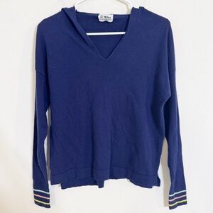27 miles Malibu knit cashmere blend Blue V-Neck hooded Sweater